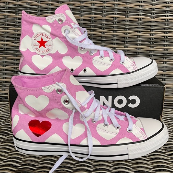 Converse | Shoes | Converse Chuck Taylor All Star Hi Valentines Hearts  Peony Pinkwhiteblack Mens | Poshmark